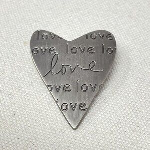 Sandra Magsamen Heart Love Brooch Pin Valentine Studio Signed Pewter Silver-Tone